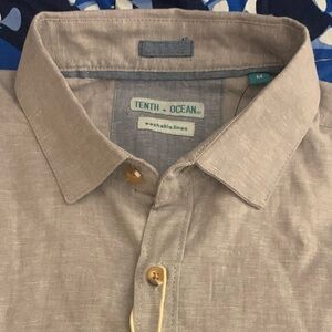 TENTH & OCEAN SS Light Grey Washable Linen Shirt